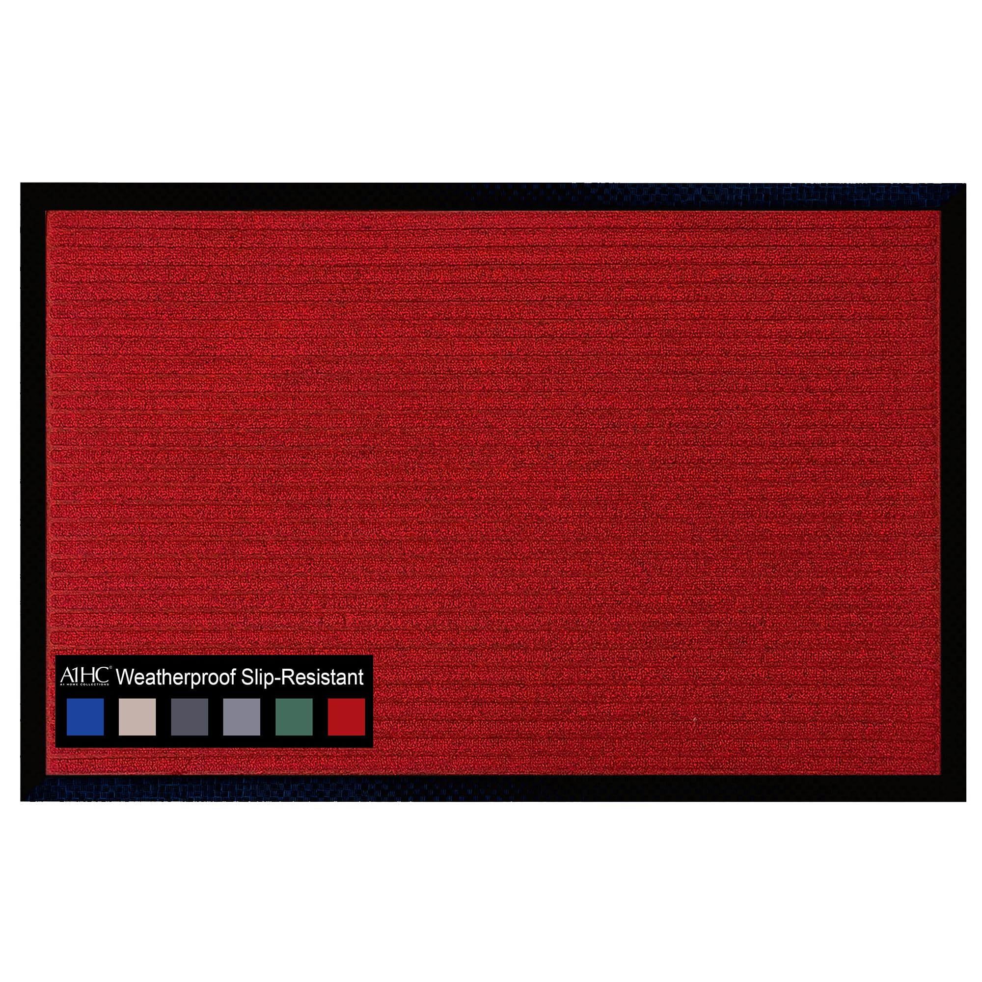 A1HC Indoor Outdoor Doormat – Non-Slip Front Door Mat for Entrance, Patio, Garage & Office – Washable Welcome Mat for Indoor & Outdoor Use, 16x24 Inches, Red Stripe