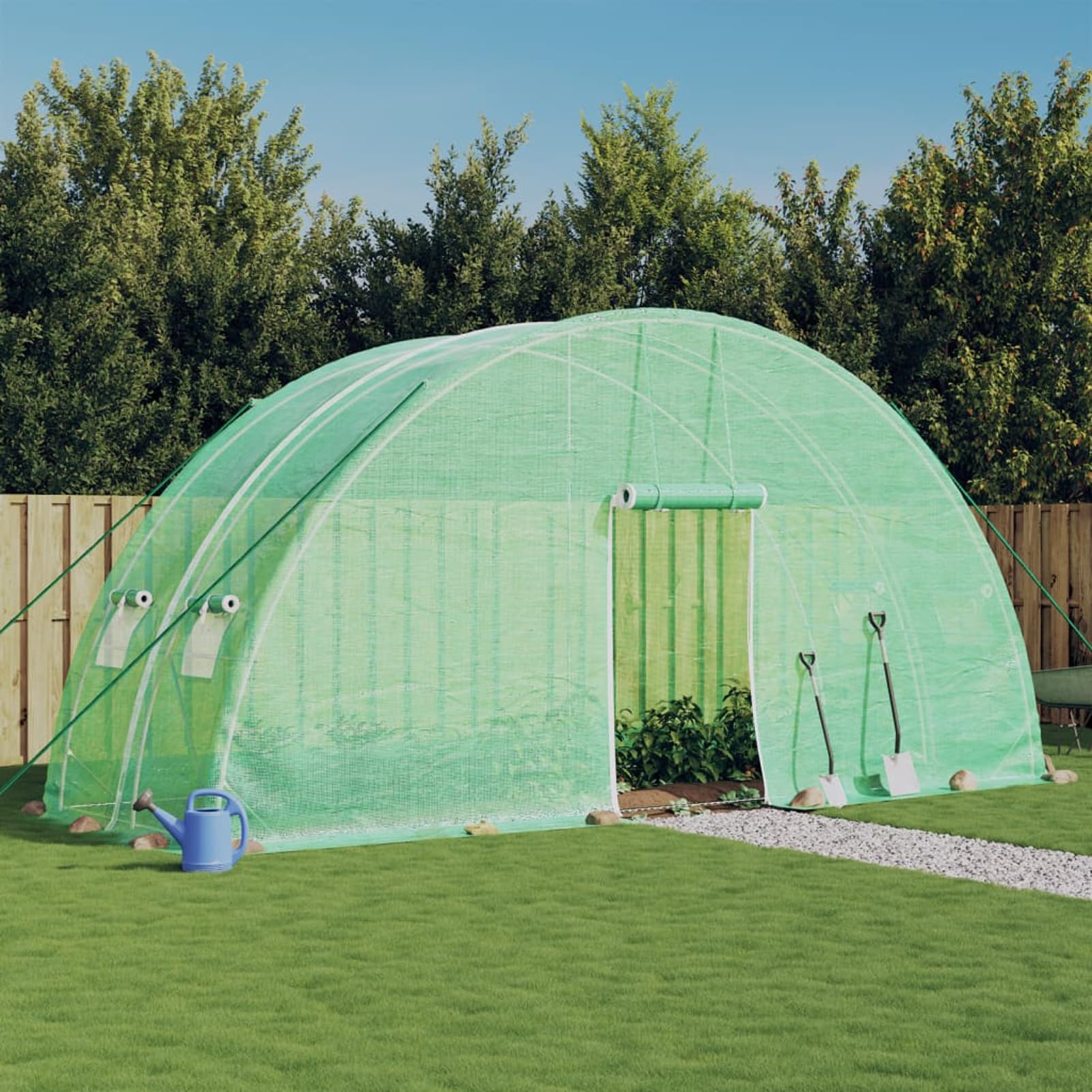 Szklarnia ze stali ocynkowanej z odporną na rozdarcie plandeką PE, 12 m², zielona, 600 x 200 x 285 cm, do uprawy warzyw i roślin
