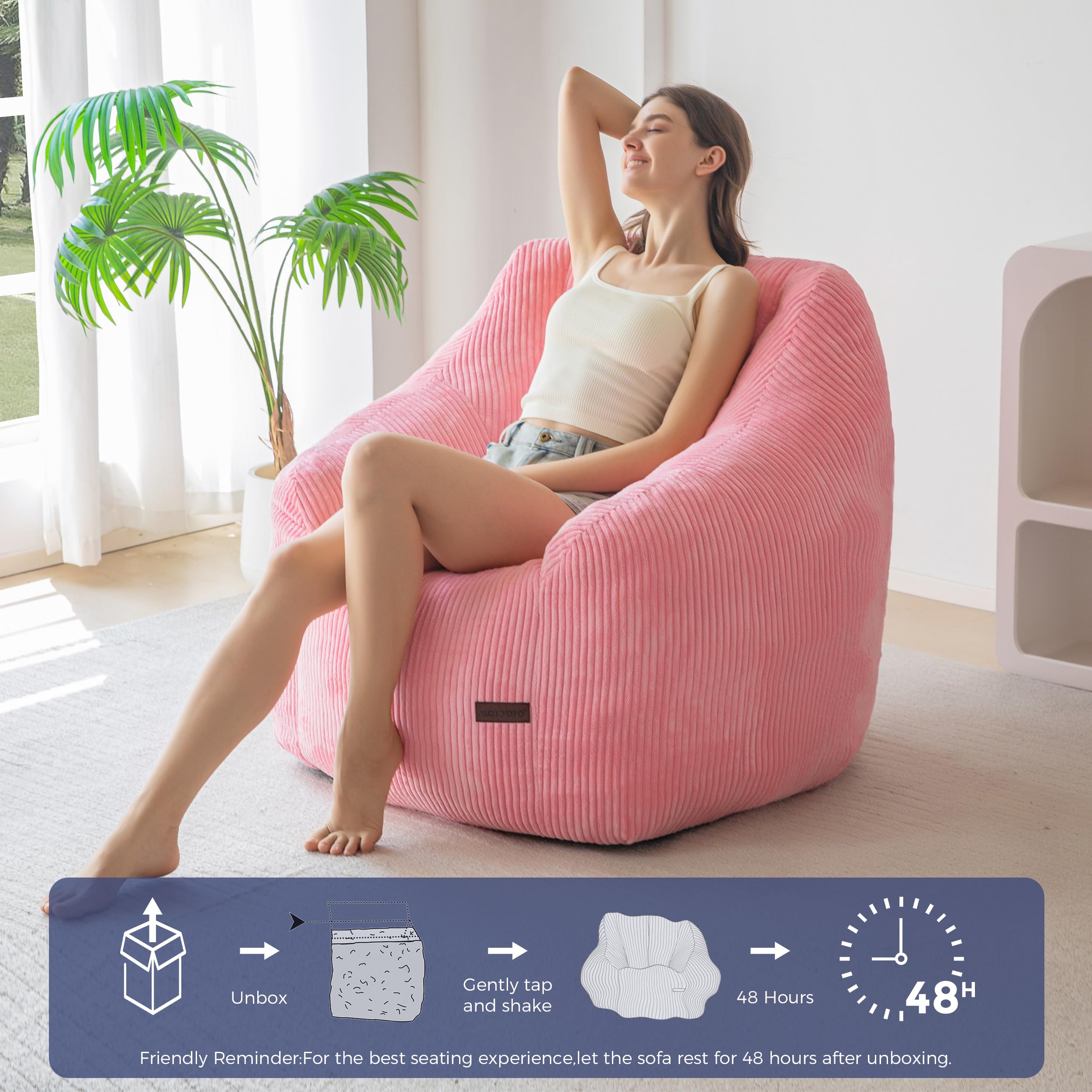 MAXYOYO Sitzsack, Sitzsack-Sofa mit Füllung, Gemütlicher Wohnzimmersessel für Erwachsene und Kinder, Gepolstertes Bodensofa für Schlafzimmer, Studentenwohnheim und Leseecke