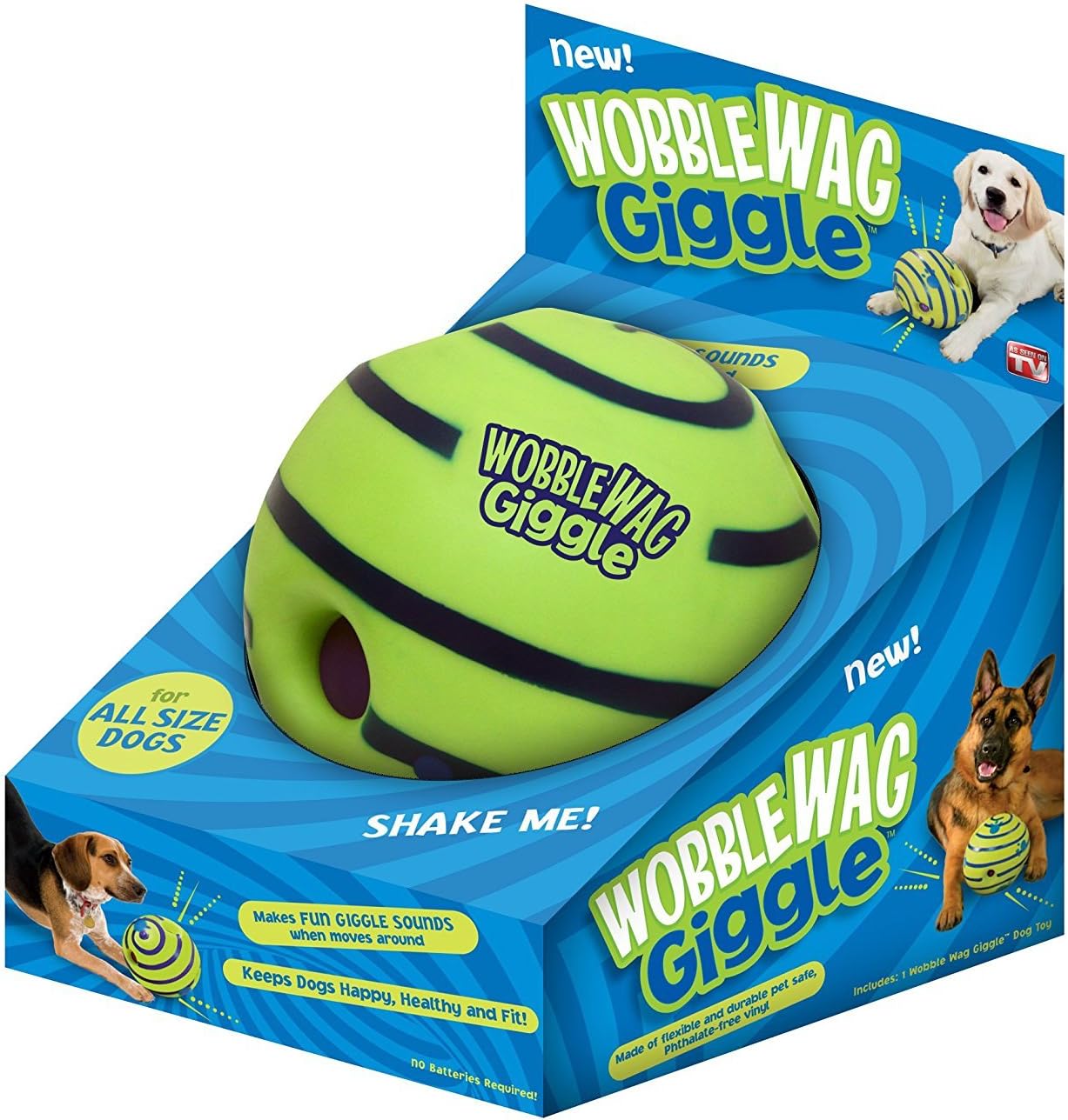 Wobble Wag Giggle Ball, Interactive Dog Toy, Fun Giggle Sounds When Rolled or Shaken, Pets Know Best, As Seen On TV