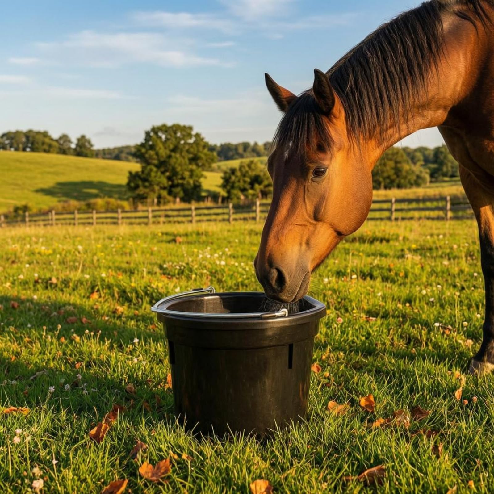 Sharplace Cubeta para Versátil Hecha de Plástico Rígido Cubo para Agua Recipiente de Alimentación para Caballos Manija Metálica Robusta Adecuada para Uso Diario en Espacios Ganaderos y Cuidado Animal
