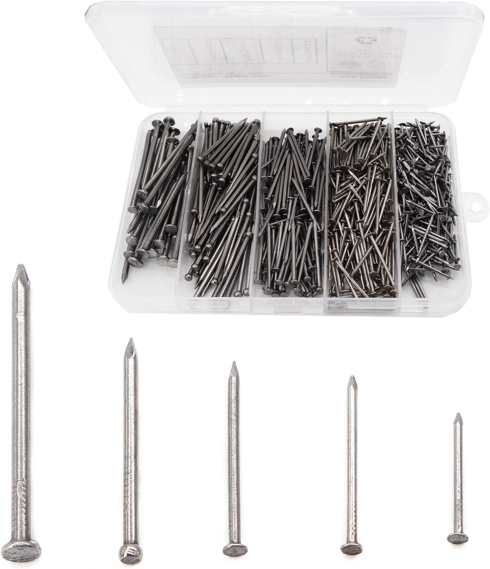 cSeao Nails Hardware Assortment Kit, 620 Pieces, Small Nails, Nails, Nails for Hanging Pictures, Picture Hanging Nails, Finishing Nails, Hanging Nails, Picture Nails, Wall Nails for Hanging, Pin Nails