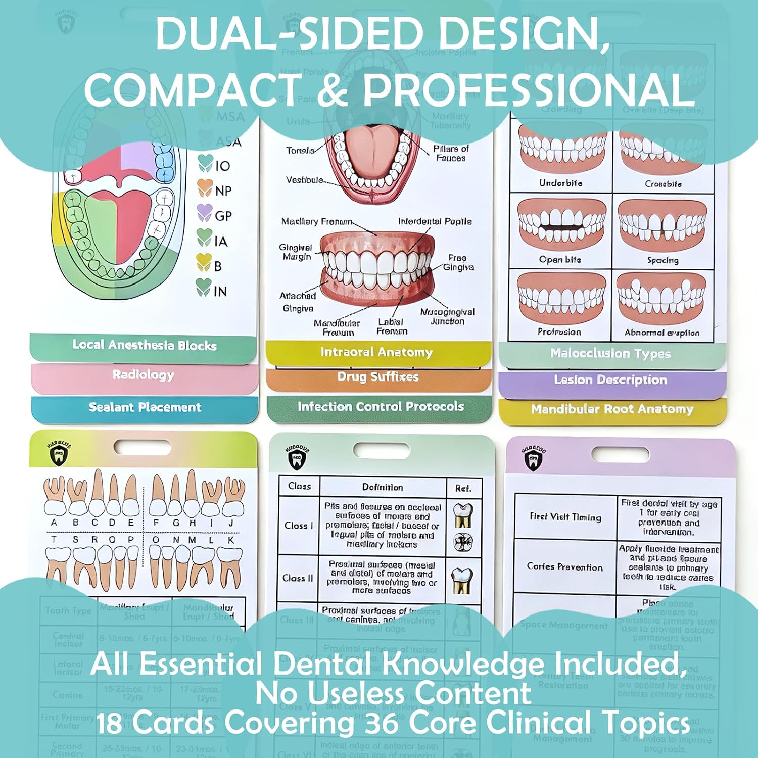 Dental Hygiene Reference Cards 18 Pack – Advanced Chairside Clinical Study Tool for Dental Hygiene Students, Future RDH & Licensed Hygienists