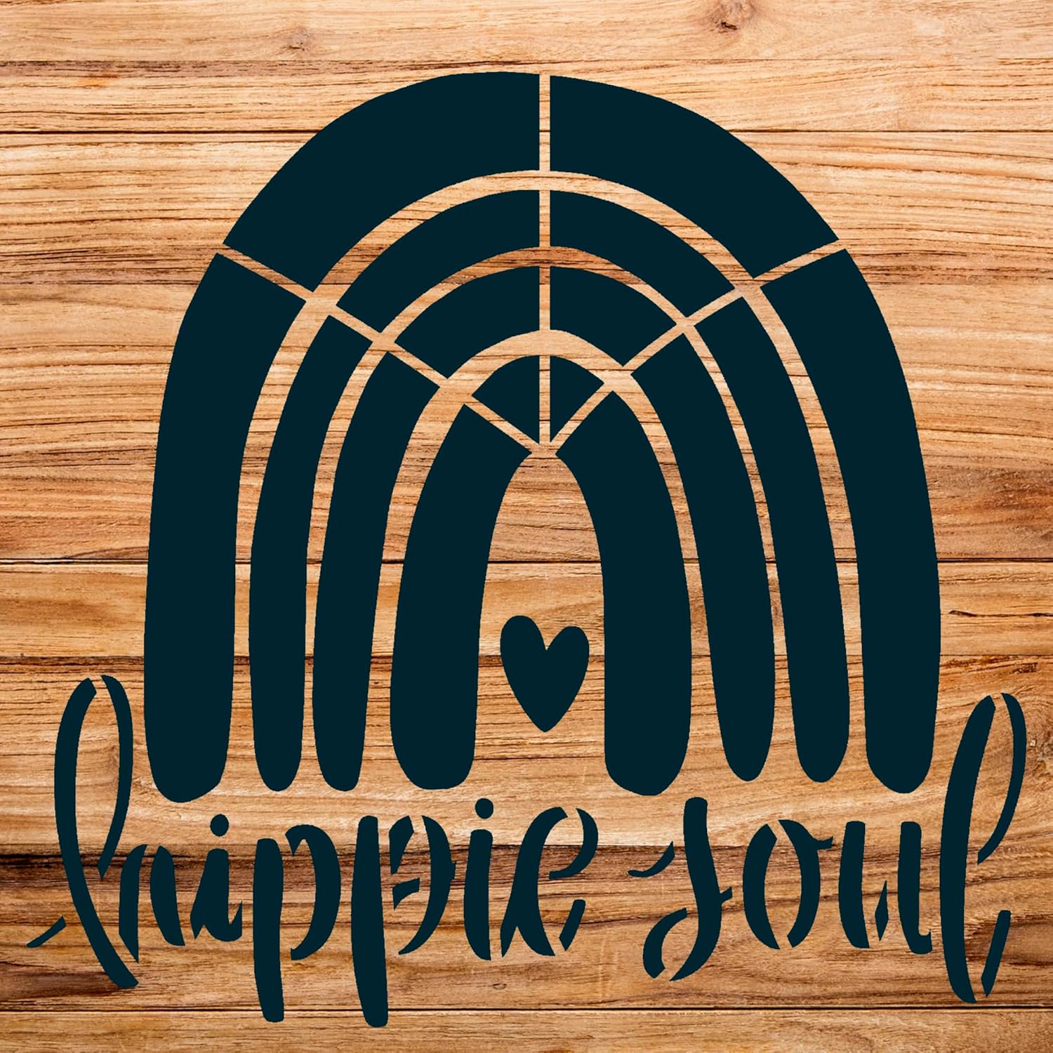 Hippie Soul Rainbow Stencil for Wood Signs and Home Decor, Reusable Mylar Template, Ideal for DIY Boho Art Projects and Crafting - Size A1 (23.4" x 23.4")