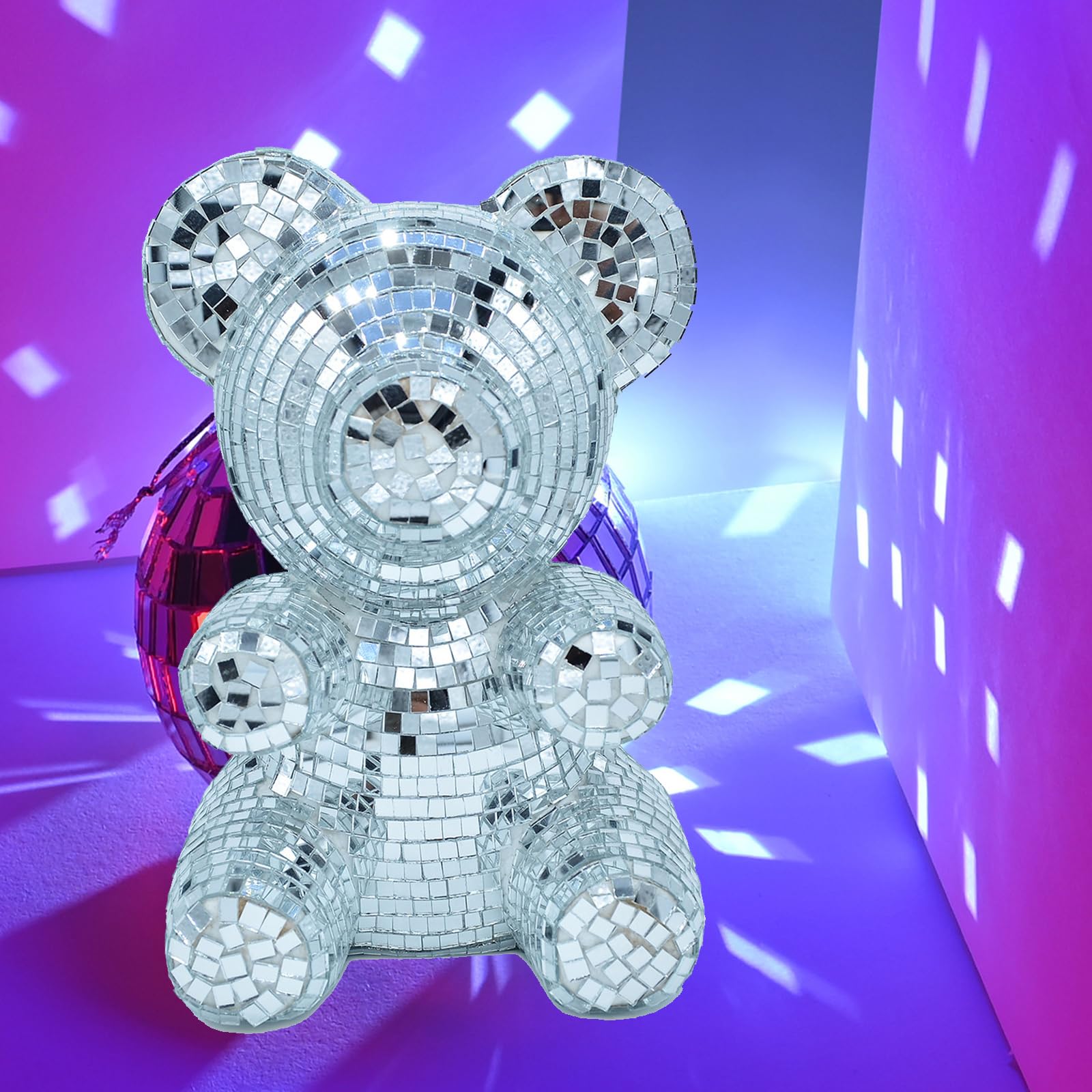 GALPADA 4 Pièces Boule Disco Miroir Cœur Verre Avec Chaîne Et