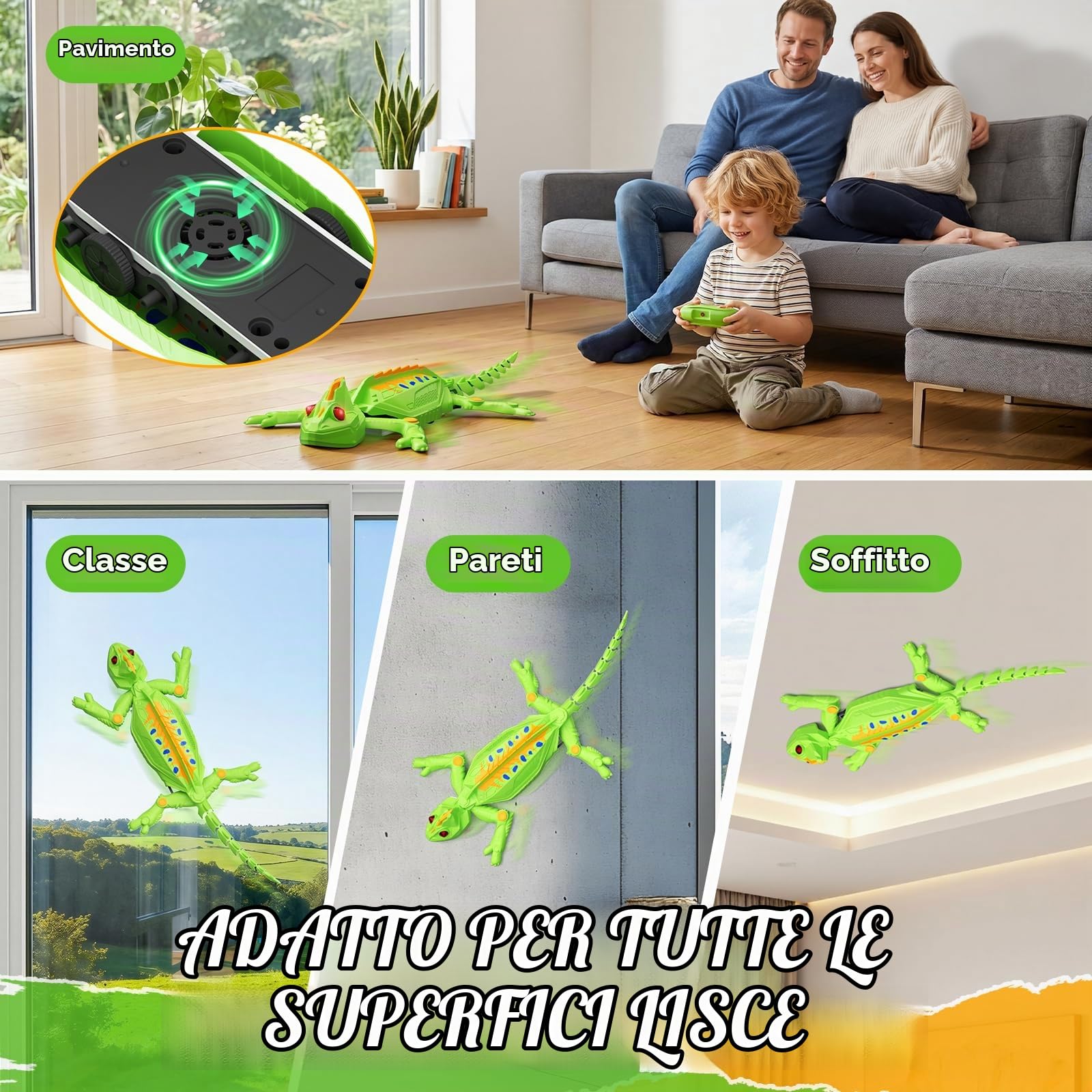 Geco Telecomandato, Lucertola Telecomandata con Ricaricabile con Cavetto USB, Movimenti Realistici, Direzione Regolabile, Regali Giocattoli interattiviper para Bambini 4 5 6 7 8+ Anni