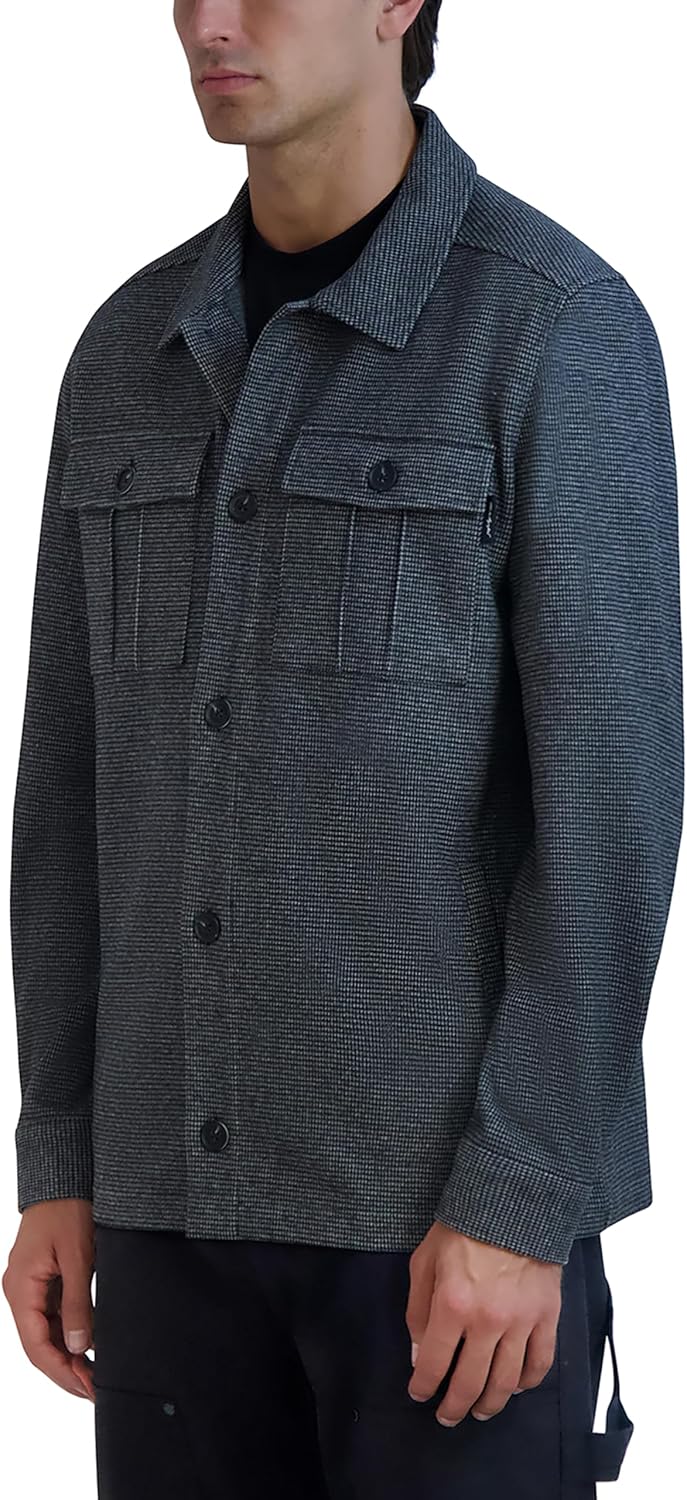 Karl Lagerfeld Mens Long Sleeve Heathered Shirt Jacket - Image 3
