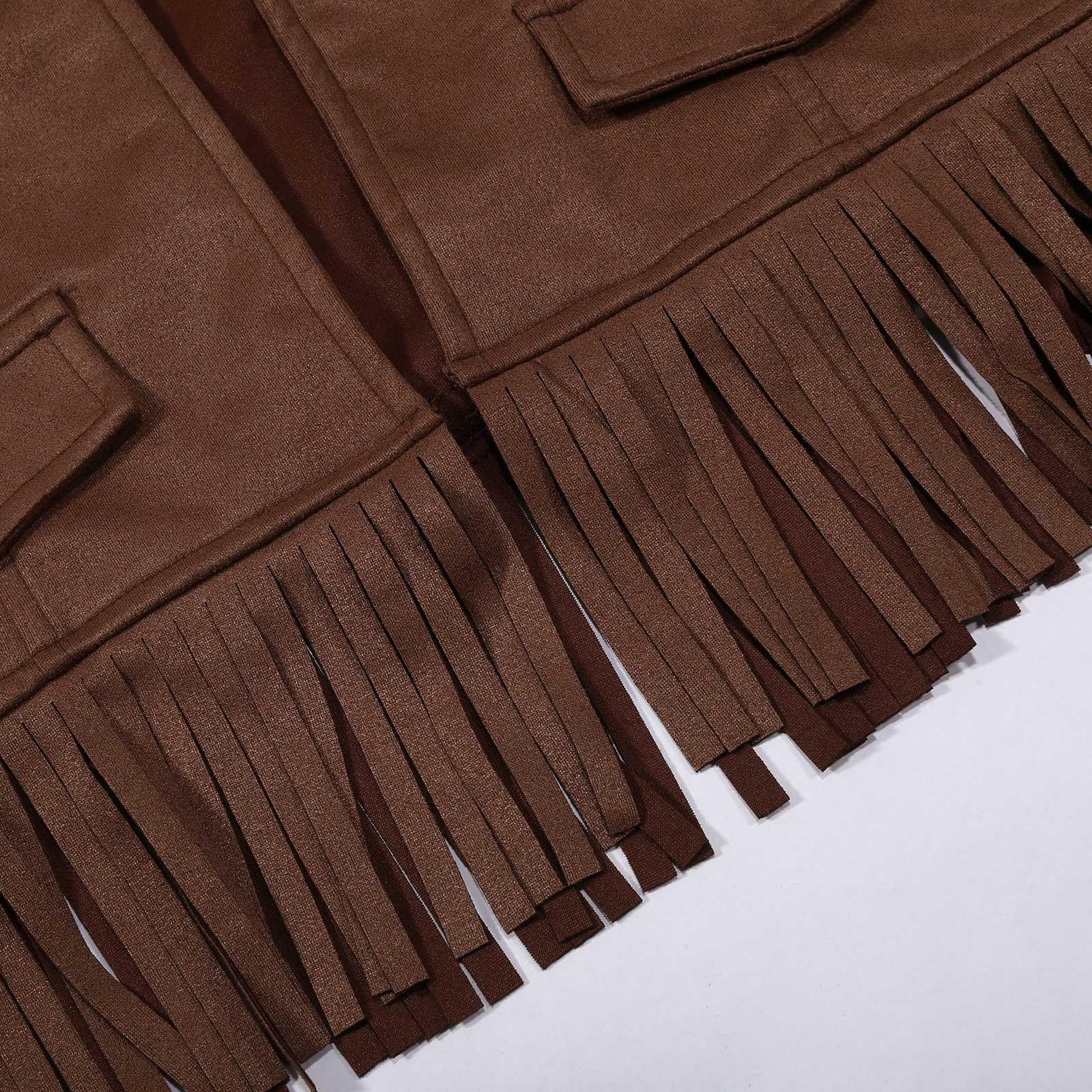 2026 - Boys Girls Western Cowboy Cowgirl Outfits Front Open Fringe Vest Party Dress Up Tassel Fringe Waist Coat Tops Costume T-Shirt - Image 5
