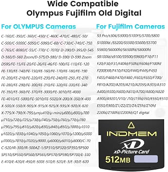 xD-Picture Card 512MB,512MB Xd Cards Compatible with Olympus Fujifilm Old Digital Cameras,Support Panorama Function (Tpye Standard)