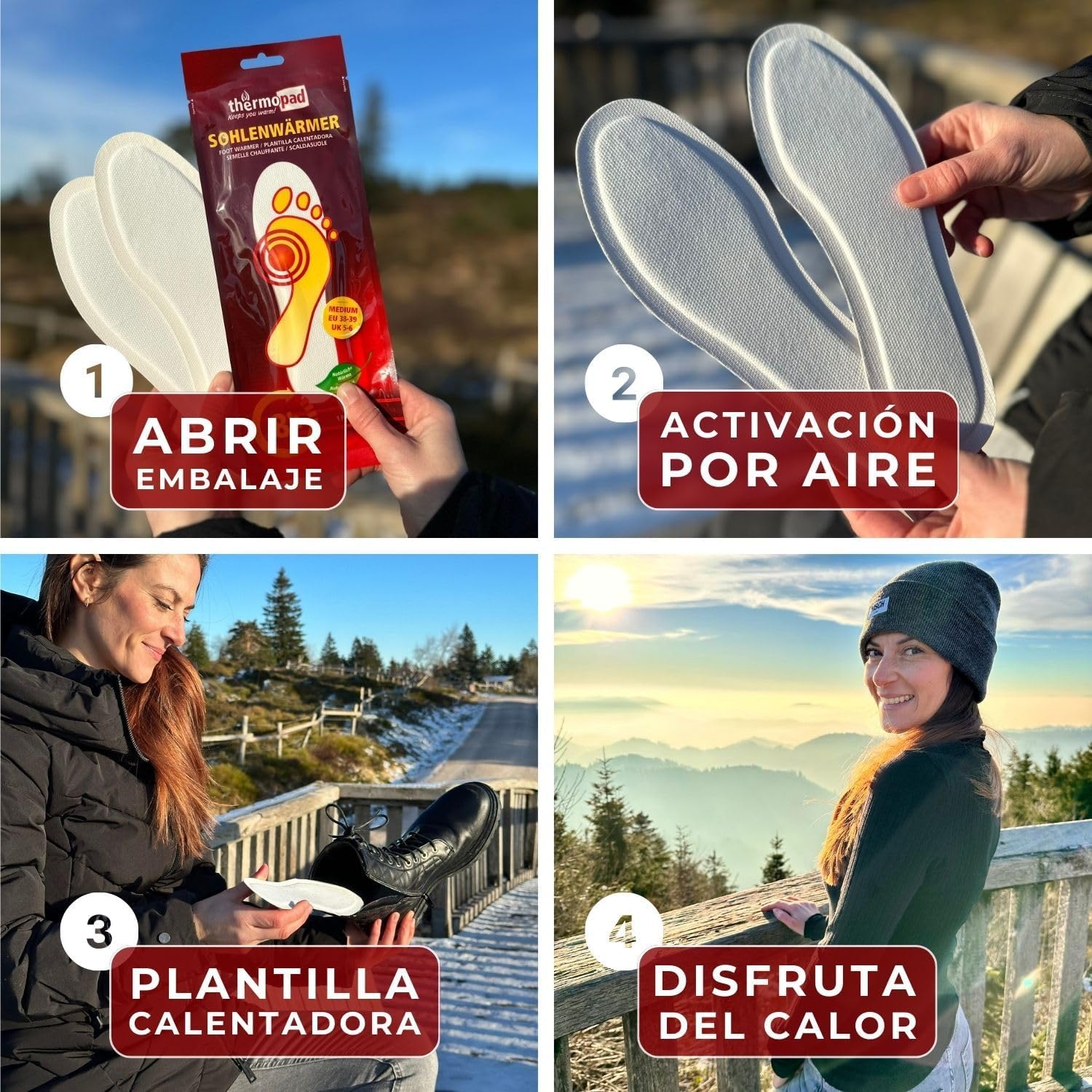 THERMOPAD Plantillas calentadora - 30 Pares - Calor Natural hasta 9 Horas - para Todos los Zapatos - Activado por Aire inmediatamente
