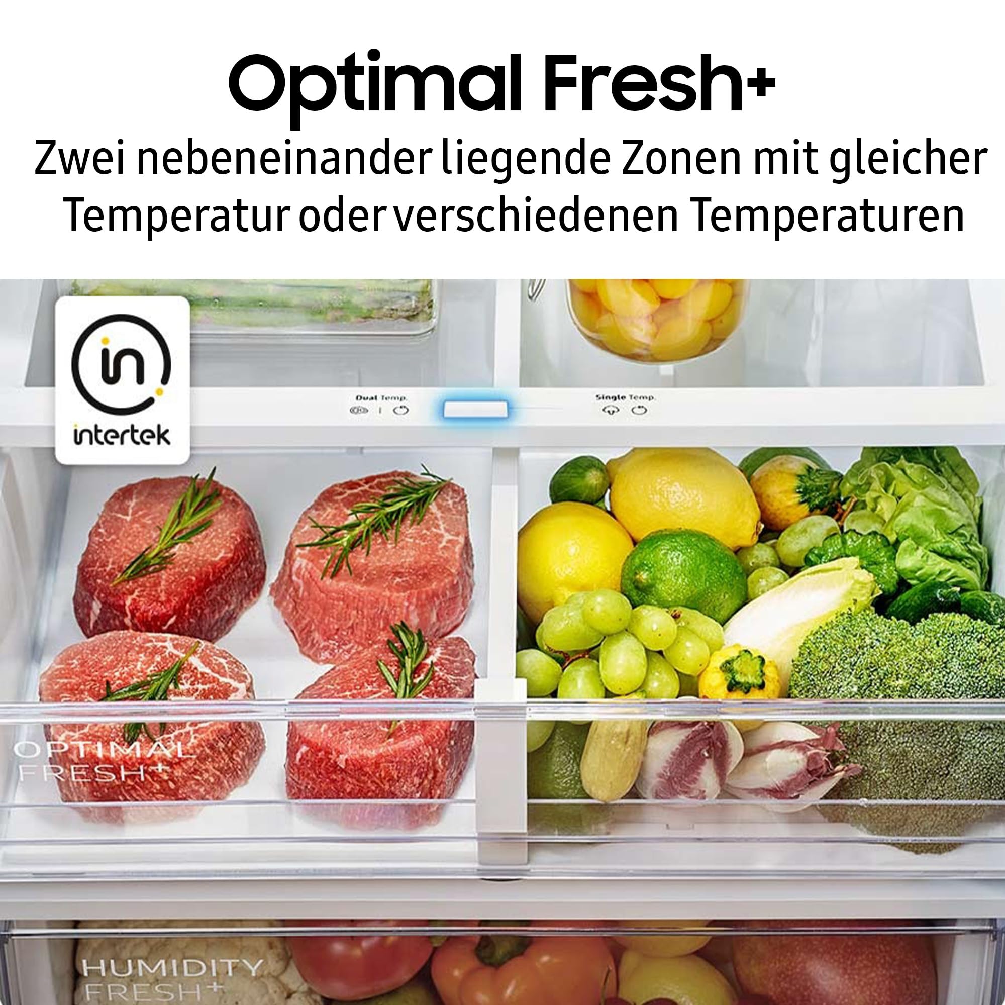 Samsung RL38T607BB1/EF Kühl-Gefrierkombination, 203 cm, 387 l, Kühlschrank mit Gefrierfach, Twin Cooling+, No Frost+, SpaceMax, Optimal Fresh+, Humidity Fresh, Premium Black Steel