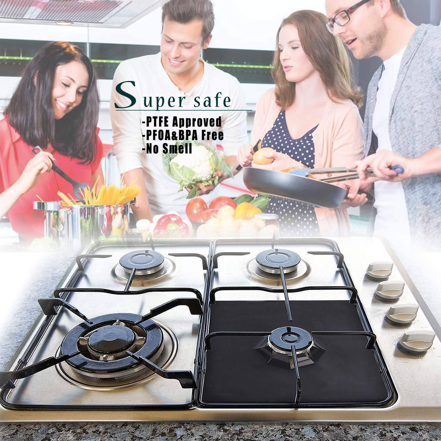 Sunny Town Stove Burner Covers- Reusable Gas Range Protectors,Non-stick Stovetop Burner Liner Cover-Size 10.6"x 10.6"-Double Thickness 0.2mm,BPA Free, Heat-resistant,8 Black Pack : Appliances