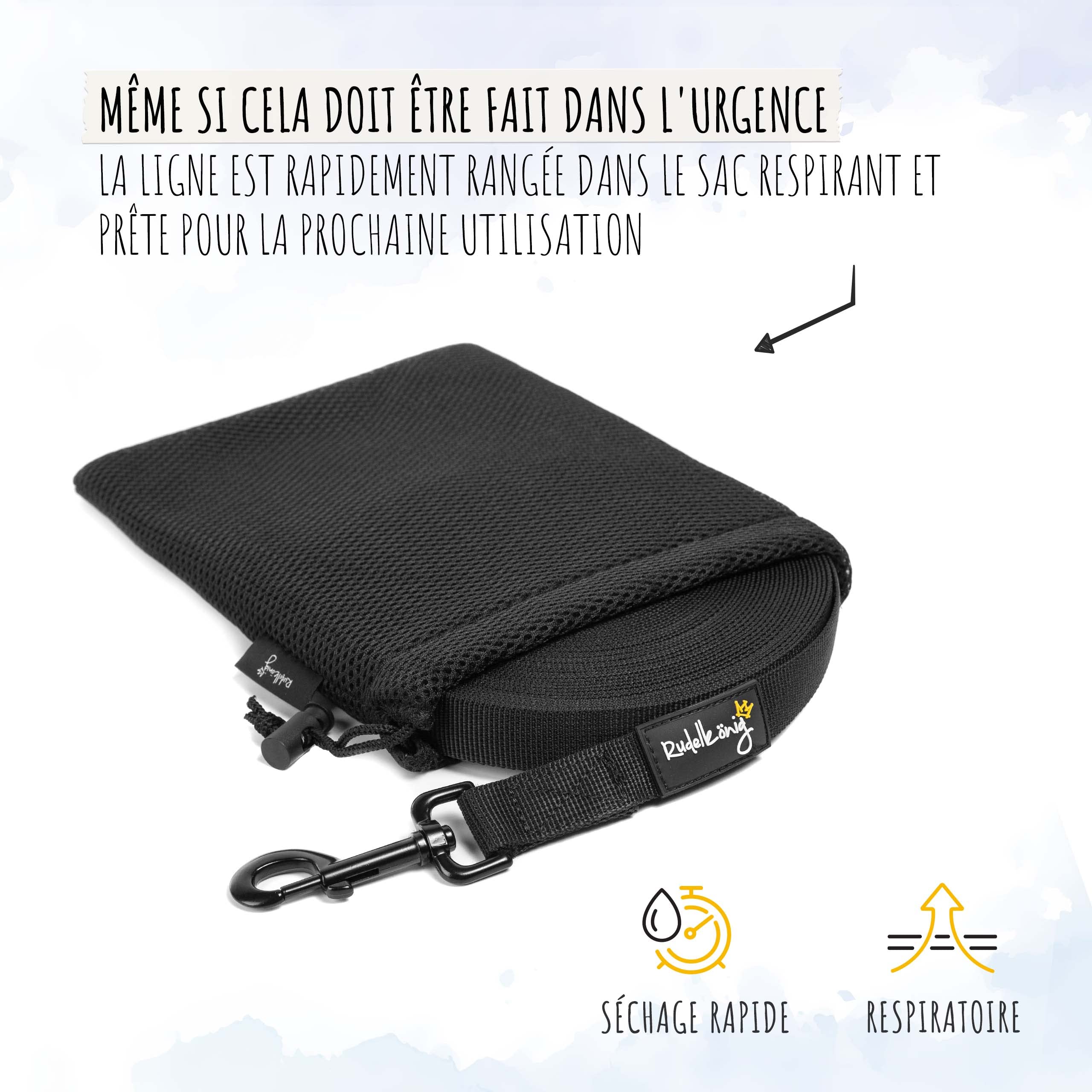 Rudelkönig Longe pour Chien 20m - Robuste et résistante aux intempéries - Longe avec poignée rembourrée - Laisse de Dressage pour Chien Pratique et Confortable