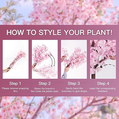 Miniatura 3 de Árbol de flor de cerezo artificial con luz LED Árbol de flor de Sakura falso rosa Decoración para el hogar, boda, fiesta, cerezo artificial