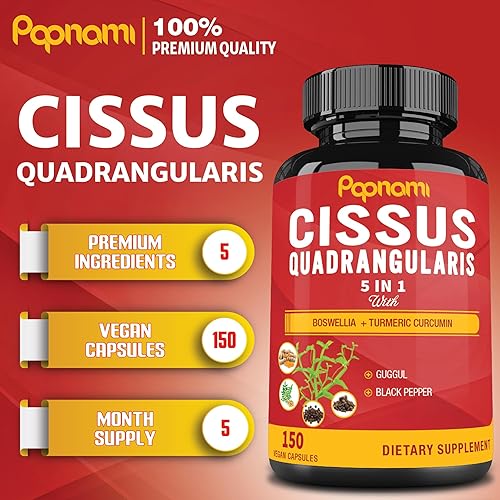 Miniatura 2 de Cápsulas prémium de Cissus Quadrangularis con boswellia, guggul, cúrcuma, extracto de pimienta negra, suministro de 5 meses para hueso, fuerza,
