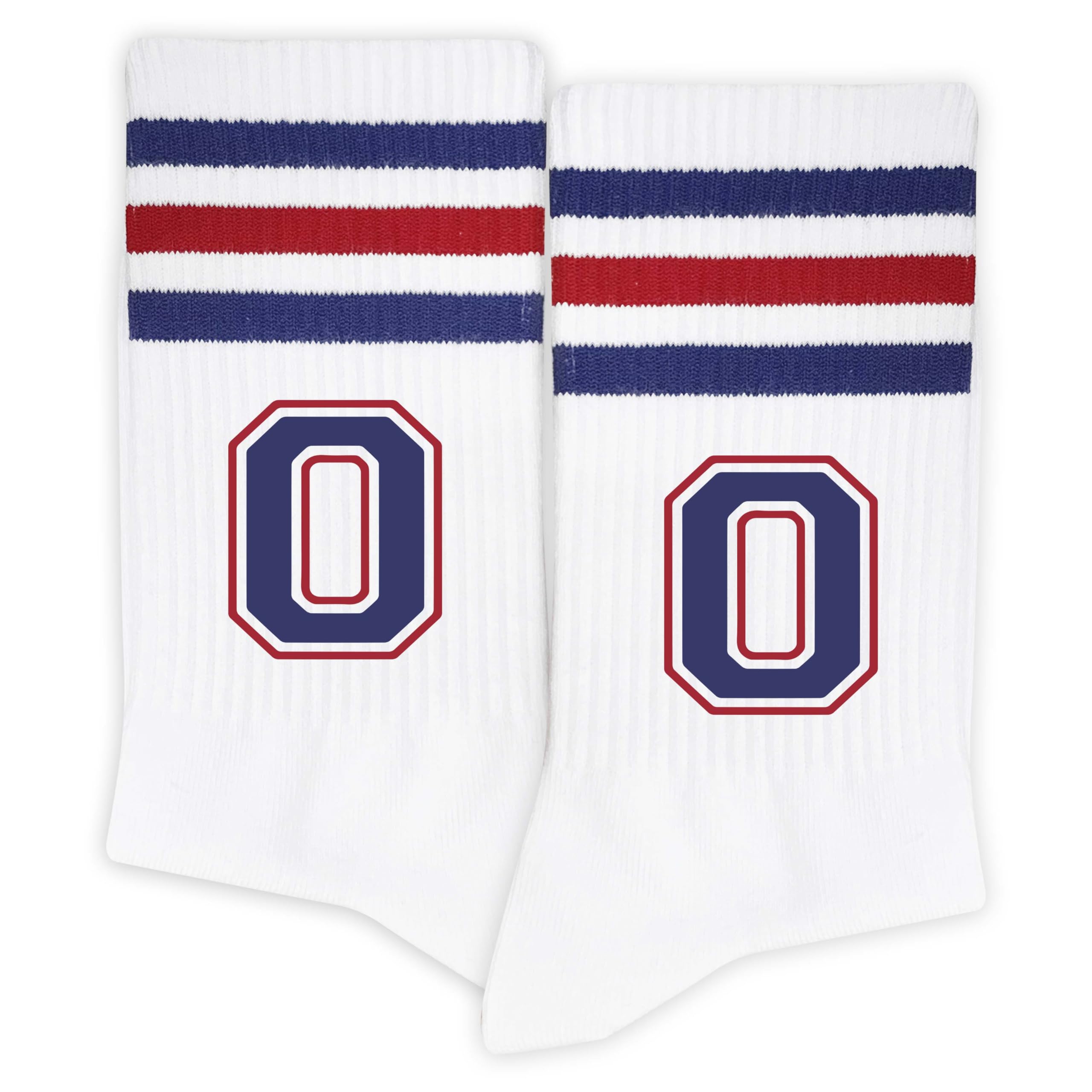 Striped Letter Socks, Gifts for Back-to-school, Thanksgiving, Christmas, Birthday Gifts for Family, Friends.(Red&Navy Blue)