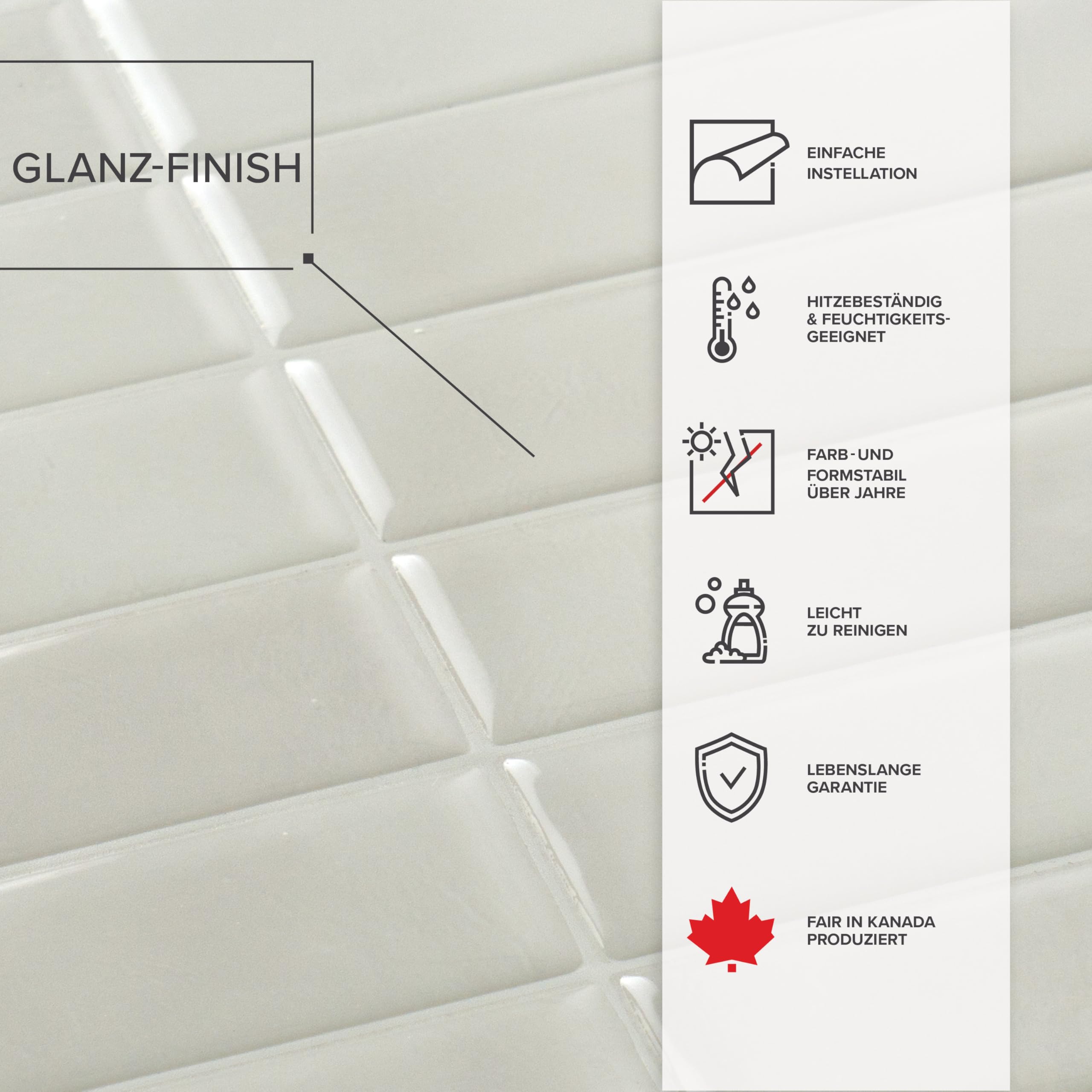 SMART TILES Peel and Stick Aufkleber für Fliesen - 5 Blätter 29,03cm x 22,86cm - 3D Flisenkleibenfolien, Selbstklebende Abziehbare und Klebbare Rückwandfliesen für Küche, Bad, Wand Dekoration