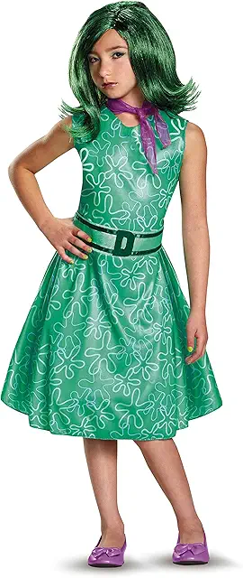 green and white quince dress Kids Inside Disgust Costume Halloween Disgust Cosplay Outfit High Low – Sun  Baby main image 1