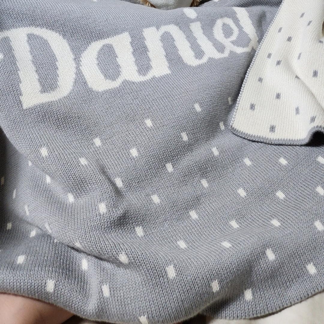 Personalized Spots Name Blanket – 100% Organic Cotton Customized Baby Blanket, Custom Name, Crib 36x60, Gift for Baby Shower, Birthday Present, Girls and Boys, Toddlers Kids, Made In America