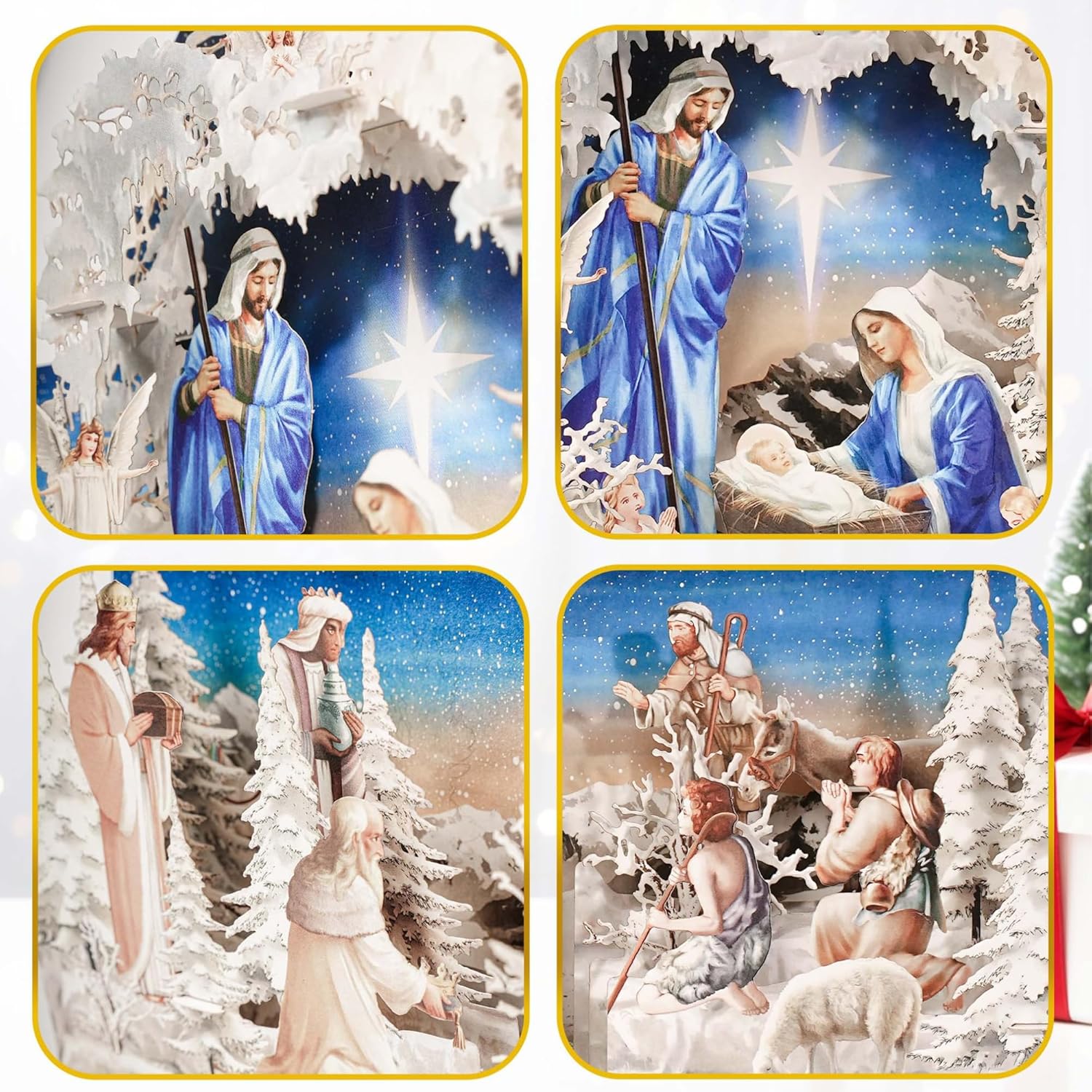 Pop up Christmas Cards Nativity, 3D Holy Night Nativity, Religious Card with Envelope for Holiday, Manger Scene, Angel, Jesus Christ, Holy Family, Handcrafted Decoration, Merry Christmas Gift - Image 7