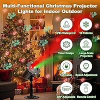 Vista 2 de Proyector de Luces de Navidad para Exteriores, Proyector de Luces LED Impermeables para Decoraciones Navideñas con Control Remoto y Temporizador