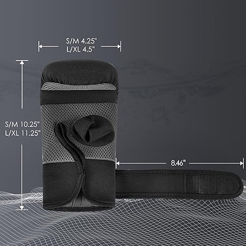 Miniatura 4 de MaxxMMA Guantes de neopreno lavables para bolsa pesada, entrenamiento de boxeo (negro, SM)