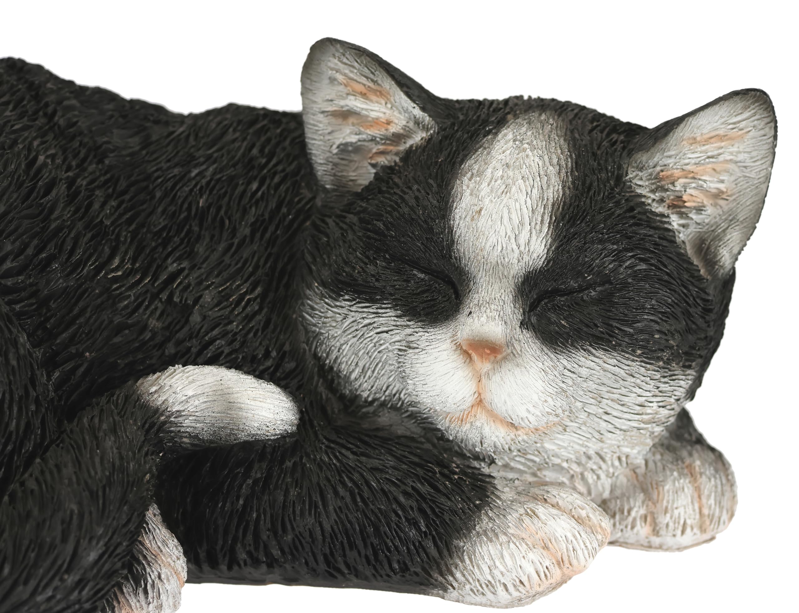 Figura Decorativa tumbada de Piedra Artificial, Figura de Gato Negro durmiendo, poliresina, 11 x 29 x 18 cm