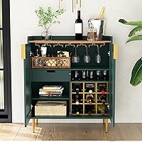 Vista 3 de ARTPOWER Coffee Bar Cabinet with Wine Racks, Green Liquor Cabinet with Fluted Texture, Modern Sideboard Buffet Cabinet for Kitchen Dining Room