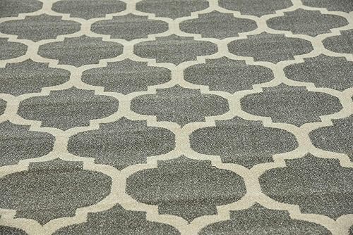 Vista 505 de Unique Loom Trellis Collection - Alfombra estilo marroquí de enrejado gris oscuro (8' 0 pies x 11' 0 pies)