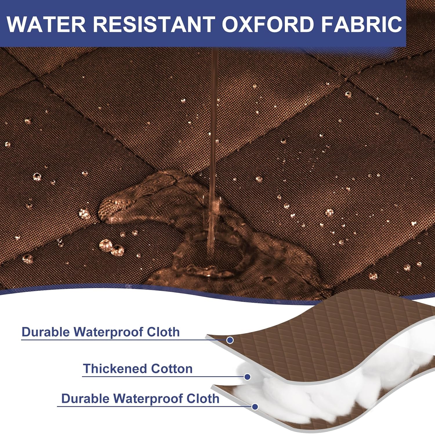 HADOR Magnetic Thermal Insulated Door Curtain Fit Door Size 32" x 80", Quilted Oxford Fabric Thicken Cotton Fill, Winter Cover Keep Cold Draft Out, Blanket Insulation for Front Patio Doors Brown