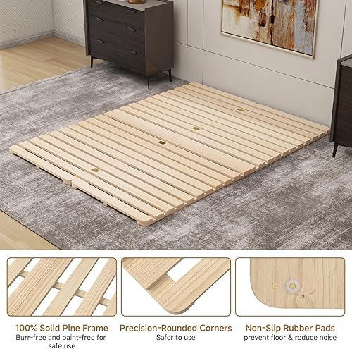 Miniatura 3 de LILYPELLE Tapete de tatami japonés, marco de cama de tatami de madera, plegable a prueba de humedad, marco de cama para colchón de futón, colchón de