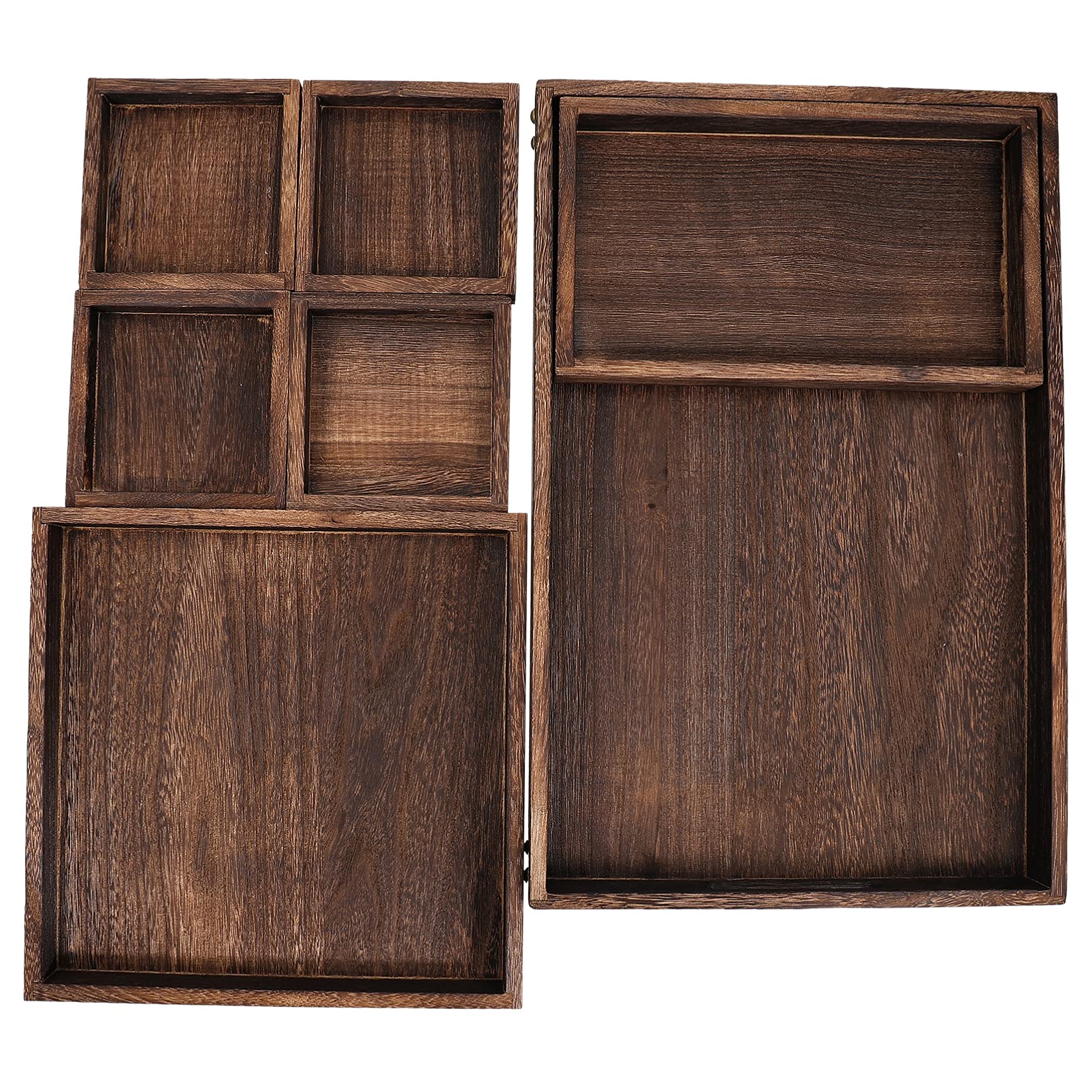 Bandeja de Madera Rectangular Compartimentos, Diseño Sencillo, Superficie Lisa y Resistente para Té, Aperitivos y Servicio en Casa