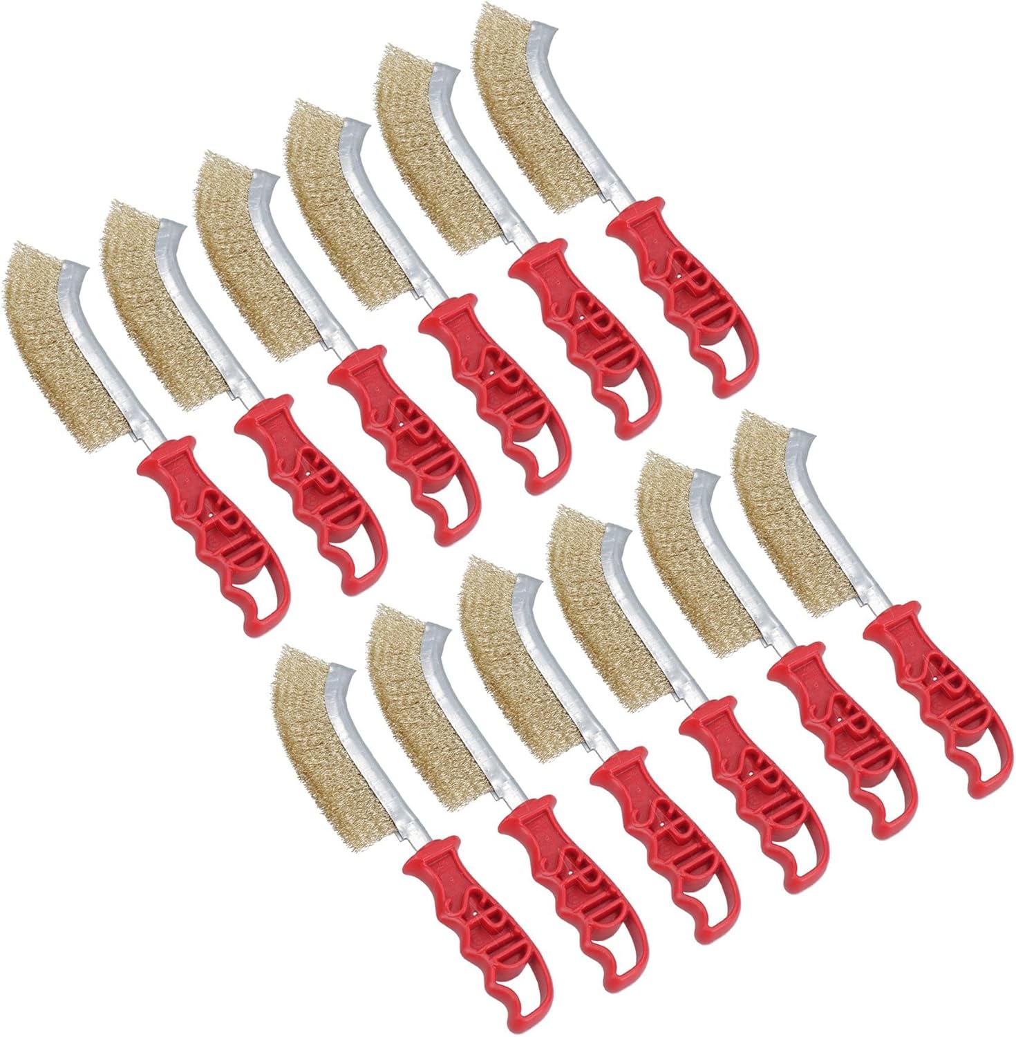 Italian Brass Coated Wire Spid Brush Rust Removal Cleaning Hand Brush 12 Pack