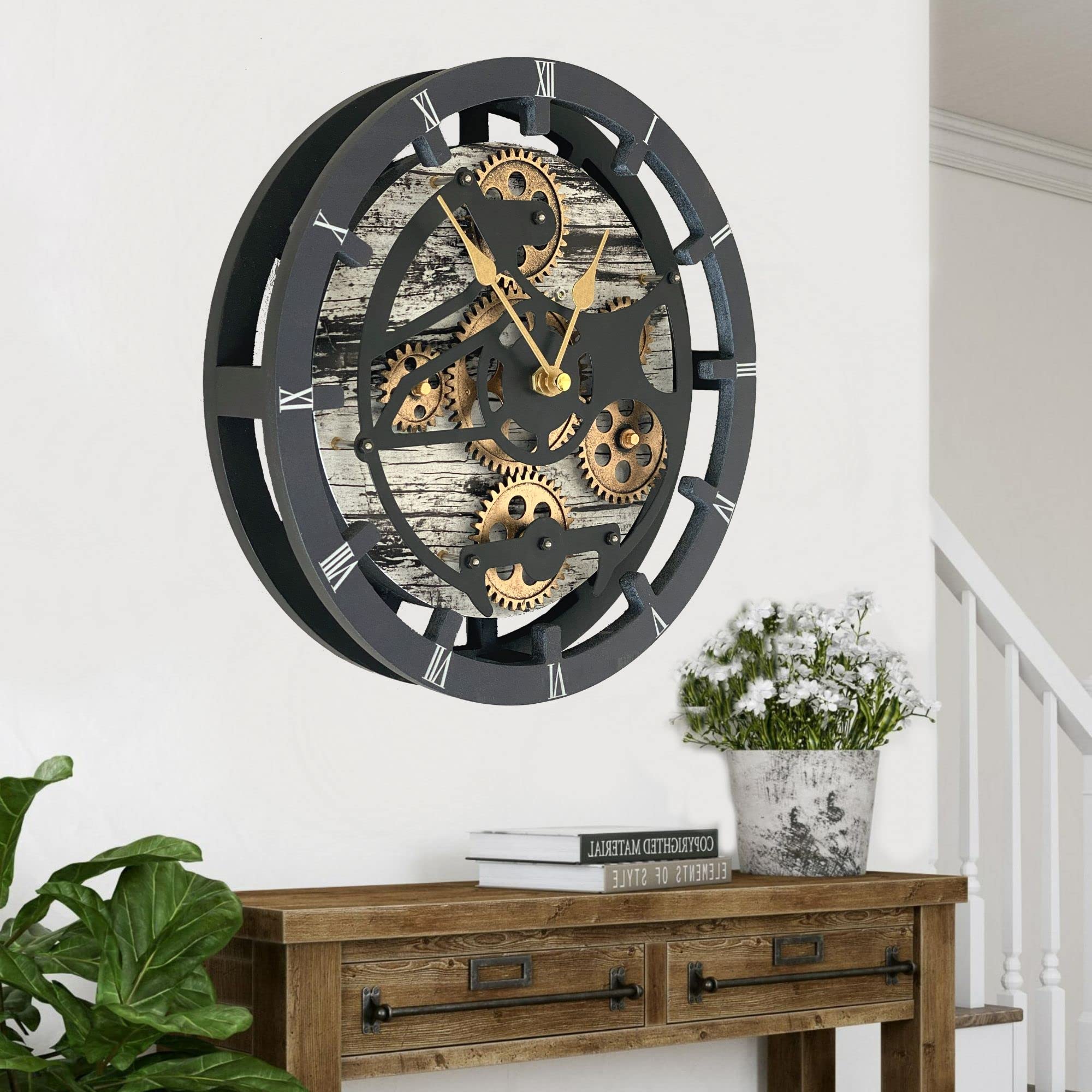 Amazon.co.jp: The Gears Clock 16インチ 壁掛け時計 本物の動くギア