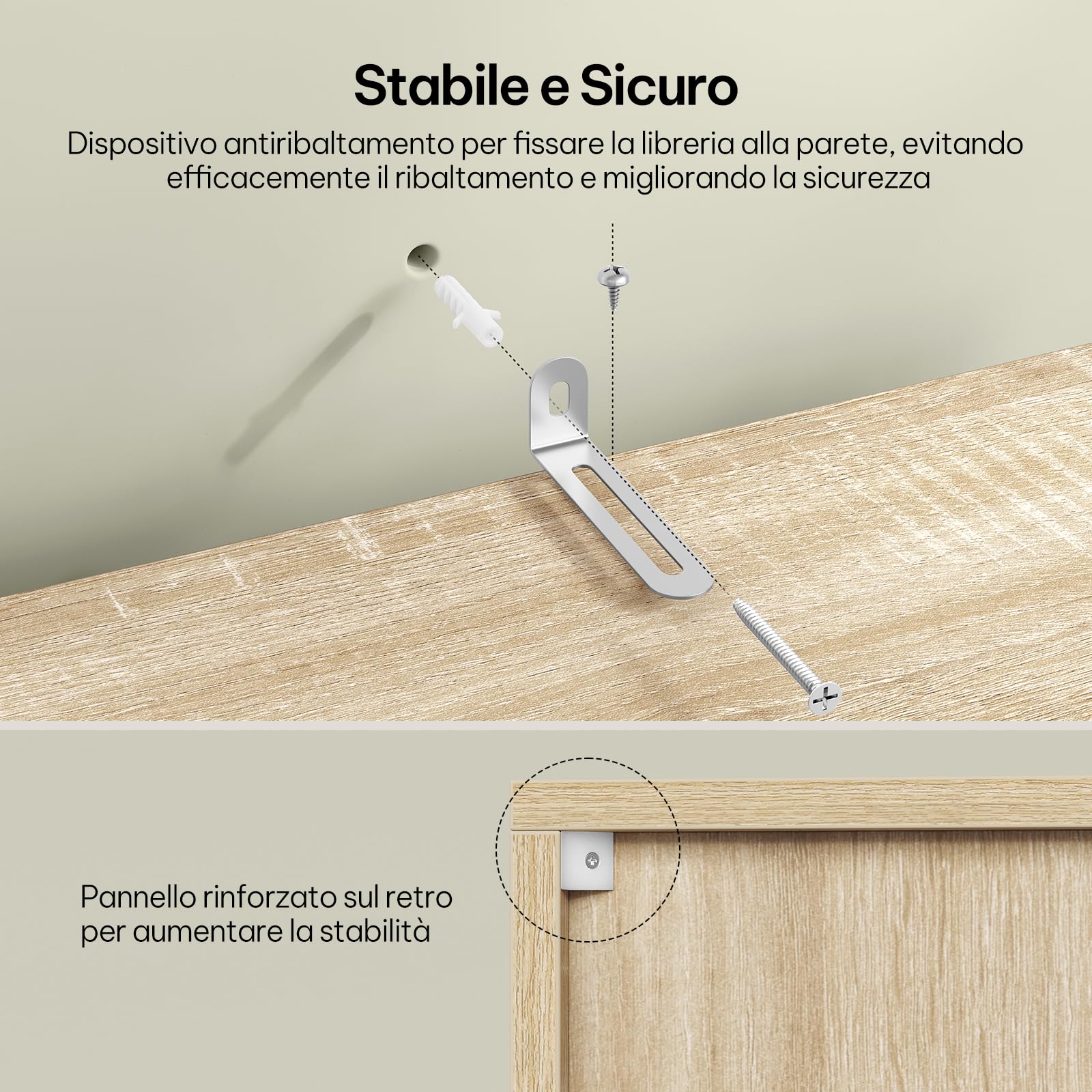 eSituro Libreria Verticale con 3 Scomparti a Giorno e 1 Armadietto, Scaffale Salvaspazio per Studio, Ufficio, in Truciolare e MDF, Legno Chiaro, 34x24x106 cm