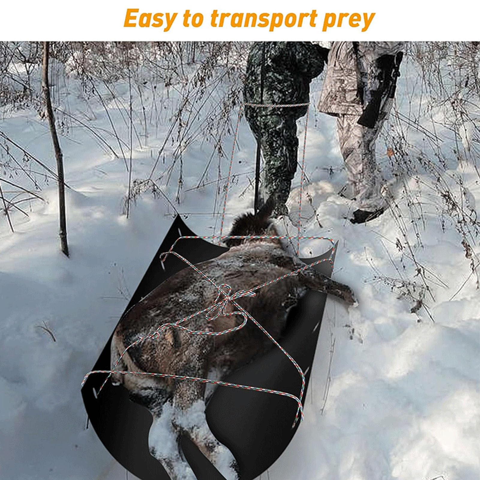 Hirschschlitten, Vielseitiger Wildschlitten, für Hirsch-, Elch-, Elchjagd, Gerätetransport, Brennholz, Garten mit Seil für Schnee, Eis, Berge, Arbeit und Hundeschleppen