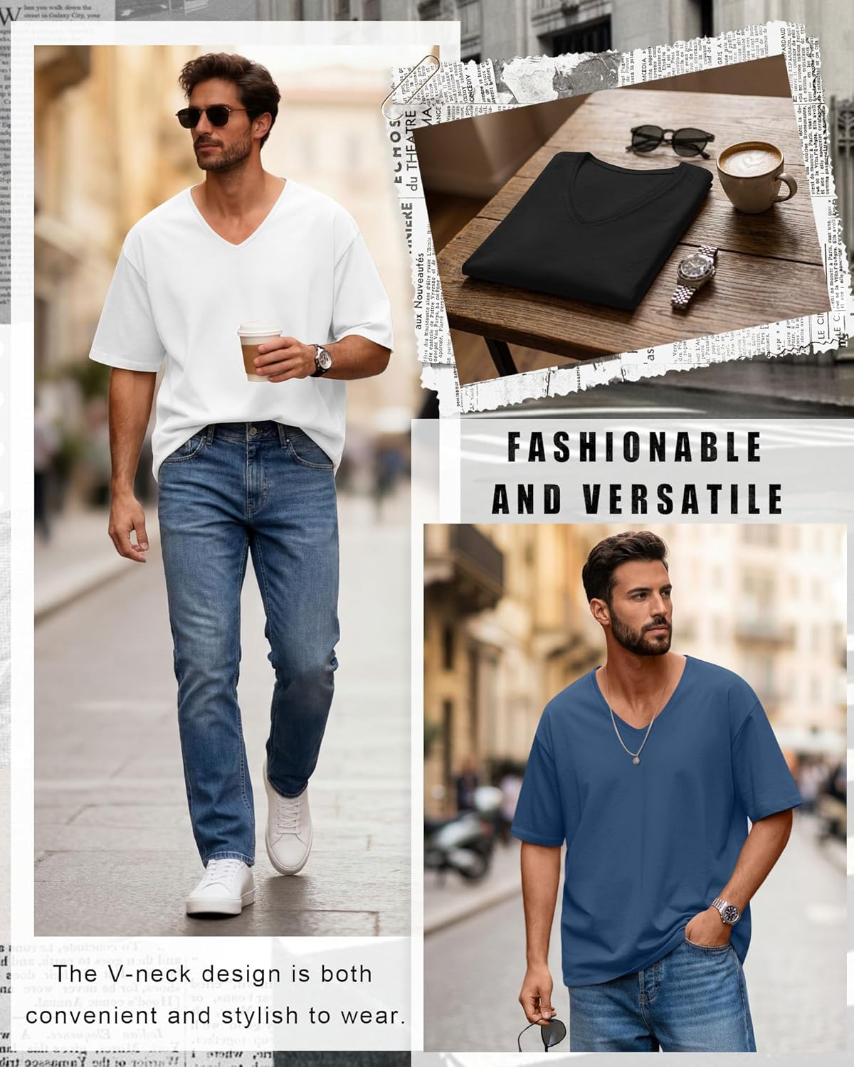 Neer 5 Pack Men's Oversized T Shirts V Neck Short Sleeve Soft Shirts Casual Basic Tee Loose Workout Solid Tops - Image 2