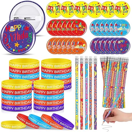 Happy Birthday Pencils and Wristband Party Favors (Set of 24)