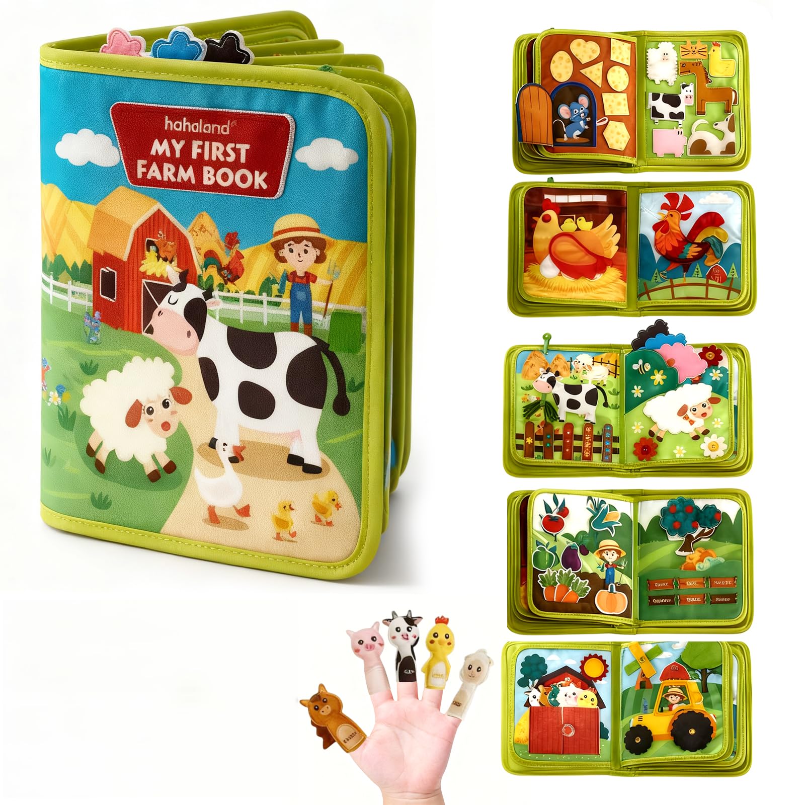 Montessori Farm Story Book Busy Board 20-in-1 Sensory Activity Book Durable Felt Educational Busy Book Travel-Friendly Hands-On Learning Kit Developmental Farm Themed Montessori Board for Gifting