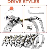 Vista 4 de 14 abrazaderas de manguera de perno en T de 7 tamaños, abrazadera de acero inoxidable 304 Turbo Intercooler de admisión, rango de trabajo