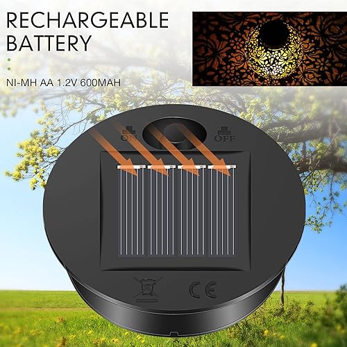 Miniatura 4 de 6 piezas de luces solares de repuesto superior de 7 lúmenes, farol solar, panel LED, luces de tapa para faroles colgantes al aire libre, decoración