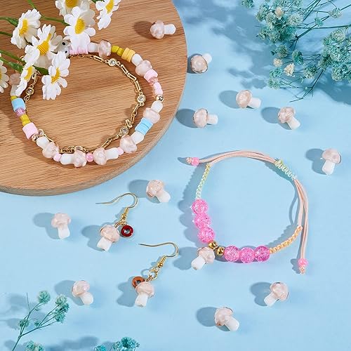 Miniatura 5 de Ornaland Mushroom Glass Beads Charms Handmade Lampwork Loose Spacer Beads for Bracelets Necklaces Earrings Jewelry Making