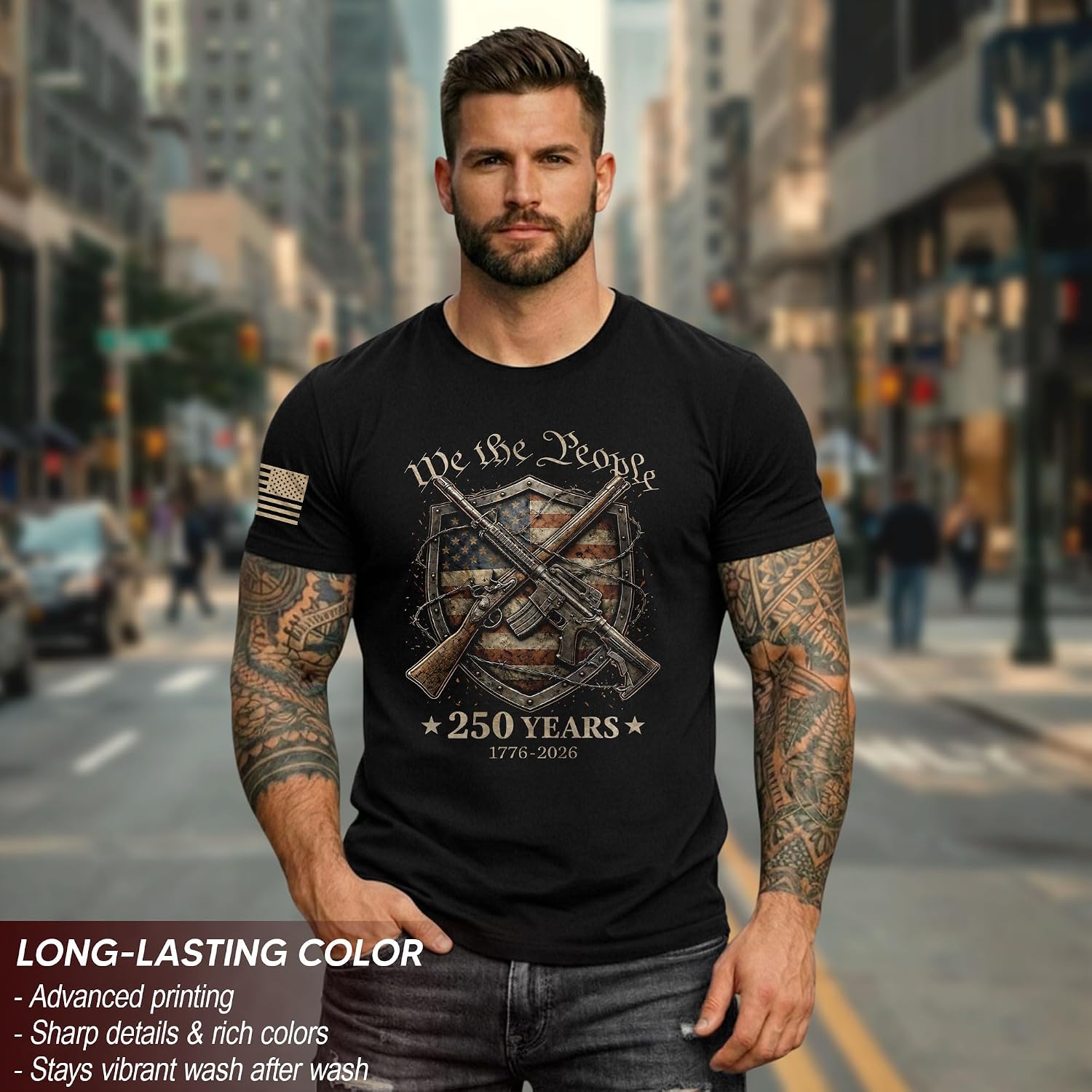 Patriotic Shirts for Men, 250 Anniversary USA Shirt, 250 Anniversary USA Flag Shirts