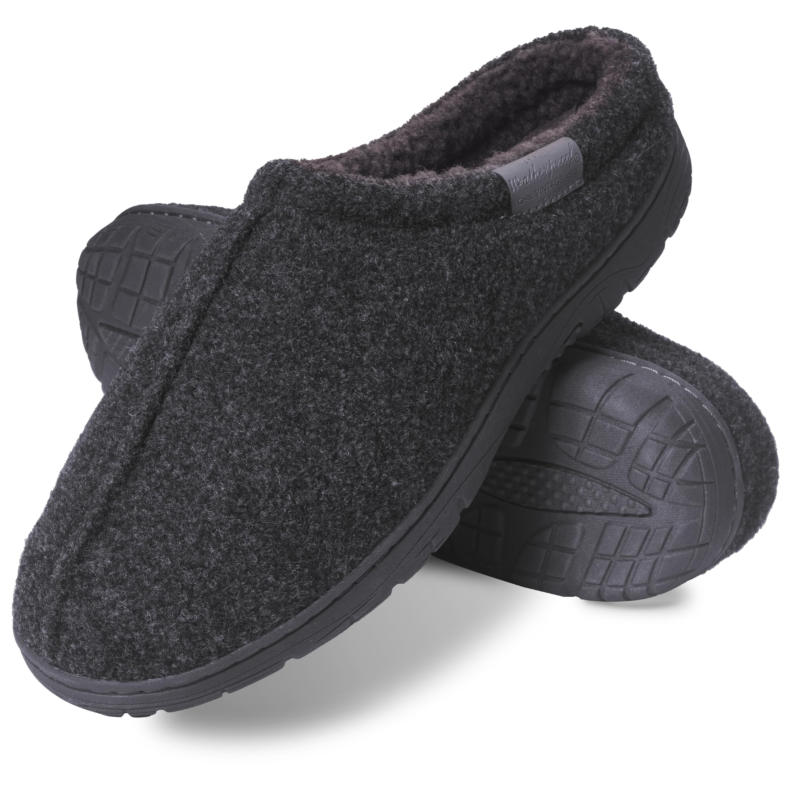 Men’s Size M 8-9 Weatherproof Vintage Faux Suede Slip On Clog Slippers Black Weatherproof Vintage Mens Faux Suede Slip On Clog Slippers  main image 2