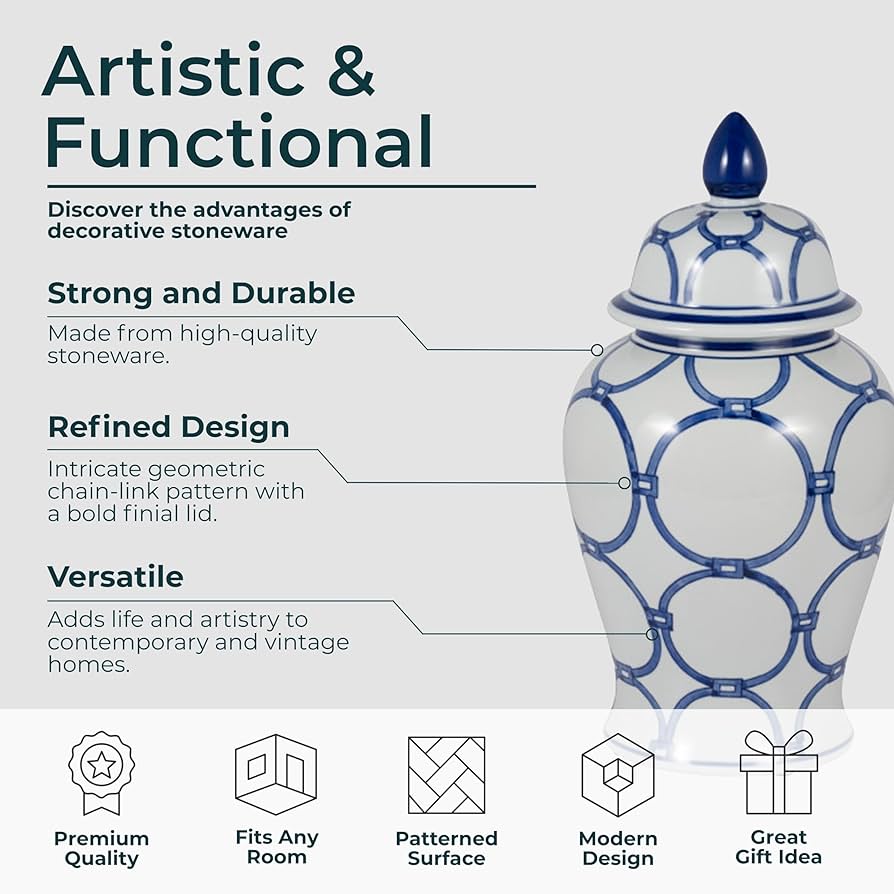 Amazon.com: Chain Link Ginger Jar with Lid – Hand-Painted