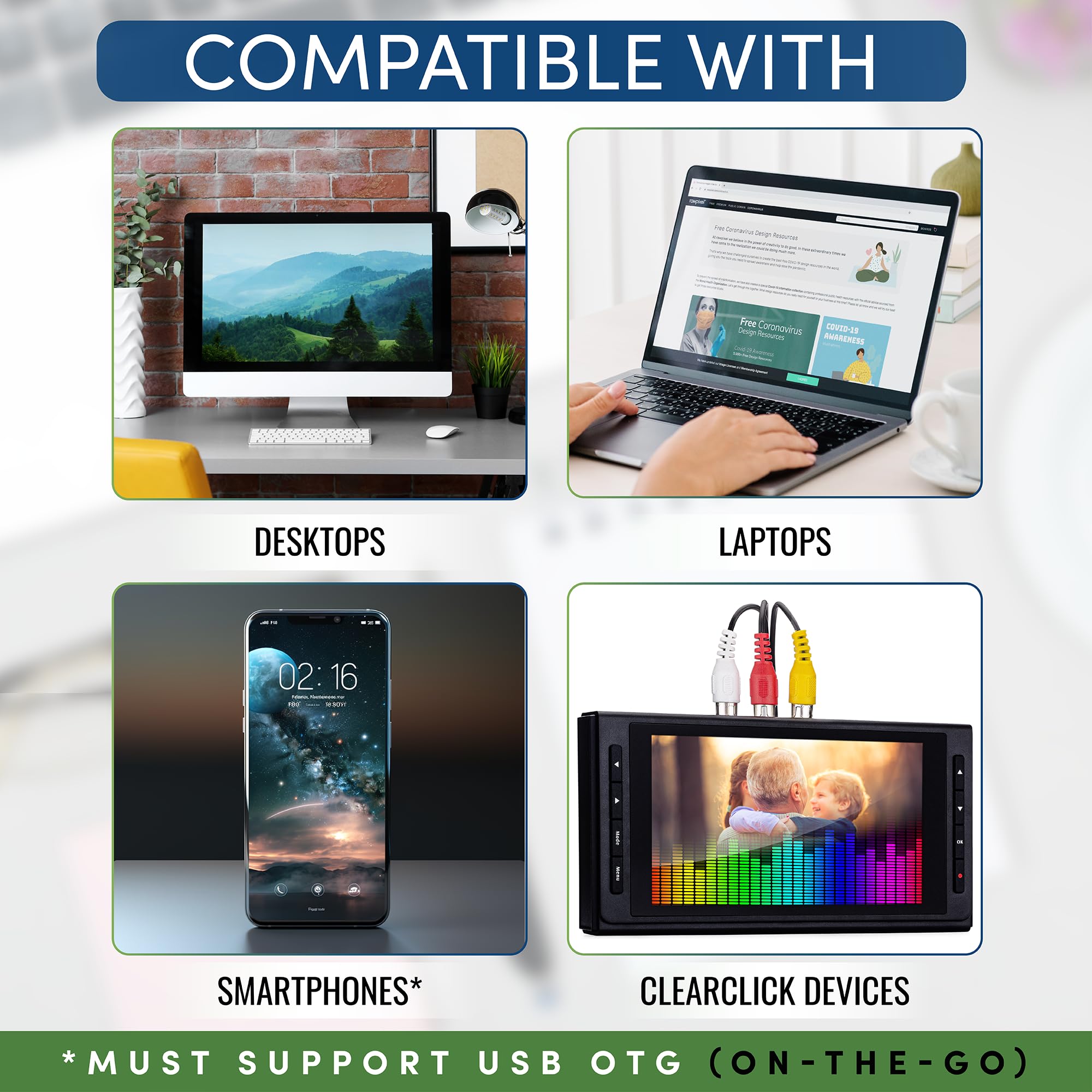 ClearClick Lot de 6 clés USB 3.2 de 64 Go avec compatibilité USB-A et USB-C