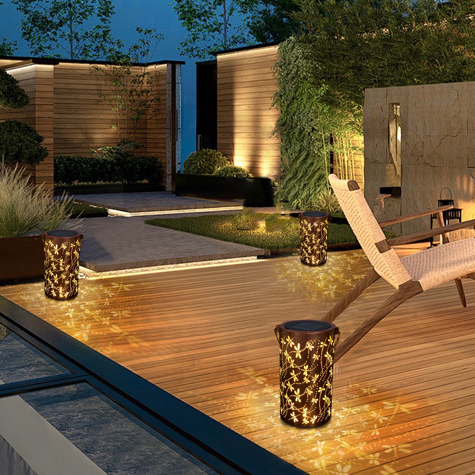 BAZZ Smart Solar Outdoor Patio Garden LED Light 11x 15 In - Black - Foto 6