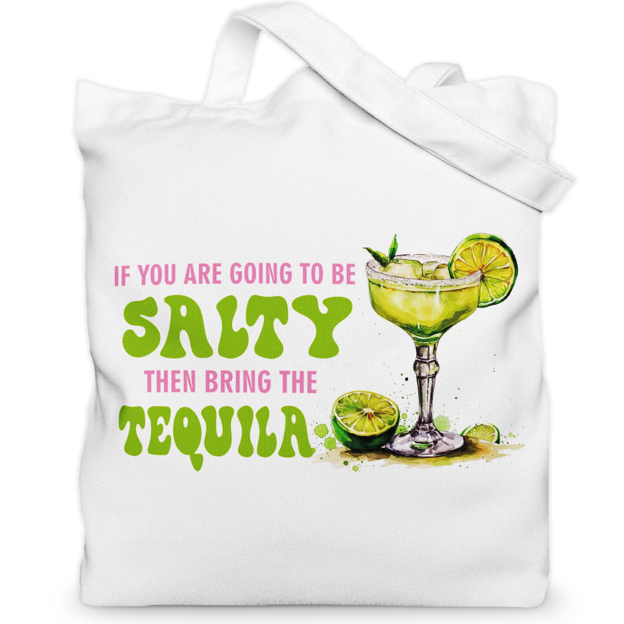 Gezred Salty Beach Tote Bag Vacation Beach Themed Gifts for Summer Lovers, If You Are Going To Be Salty Bring The Tequila, 13.8x13.8 inch
