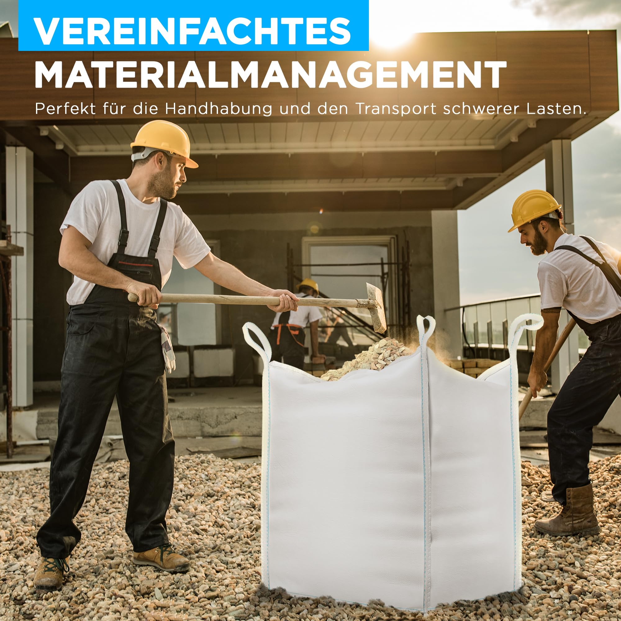 Big Bag Säcke (4 EINHEITEN) 1000kg | Big Pack 90x90x90 cm | Big Pack Garten Widerstandsfähig und Wiederverwendbar | Bigpack perfekt für Baustelle, Garten, Sand, Abfall und Holz