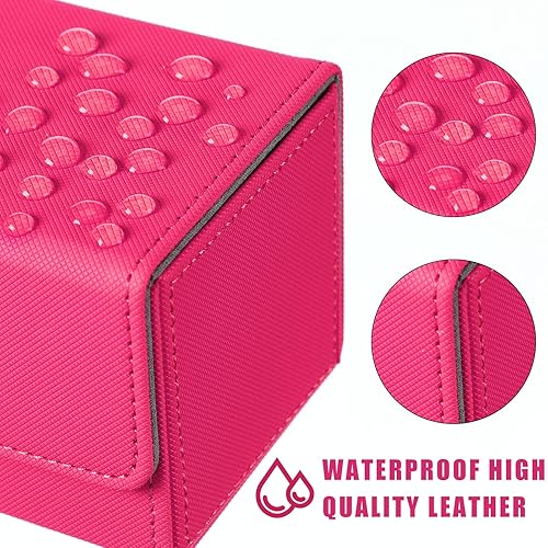 Miniatura 4 de Weewooday 2 cajas de cartas de cuero de gran tamaño para 100 cartas con funda para juego coleccionable, compatible con MTG TCG (horizontal, negro,